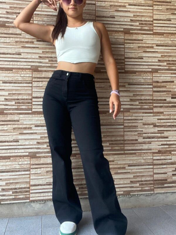 Wide Leg Negro Rígido Tiwy