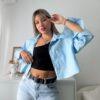 Camisa Crop Top Celeste DivasFlores Mayorista