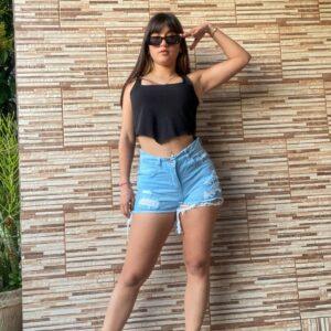 short con rotura celeste divasflores