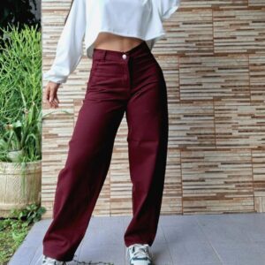 jeans baggy bordo rígido