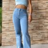jeans dama wide leg nevado elastizado