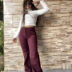 wide leg bordo elastizado