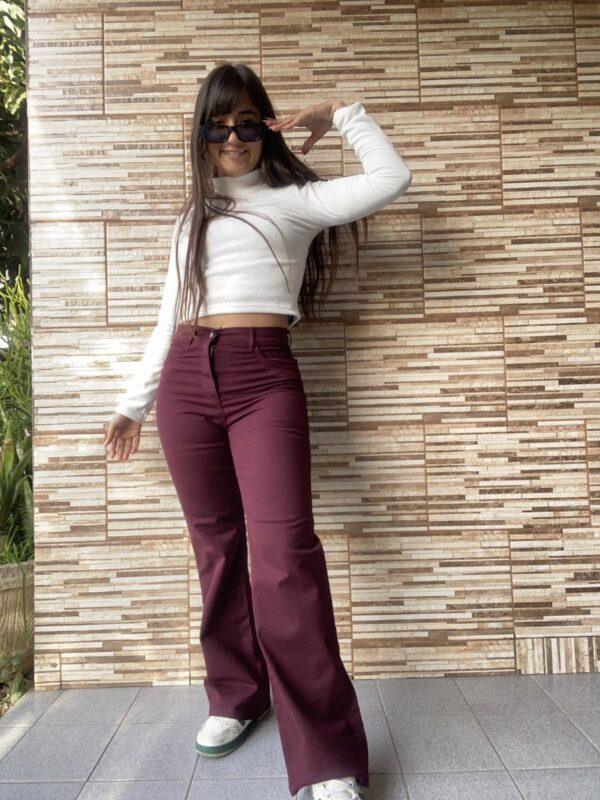 wide leg bordo elastizado