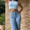 jeans dama wide leg nevado elastizado
