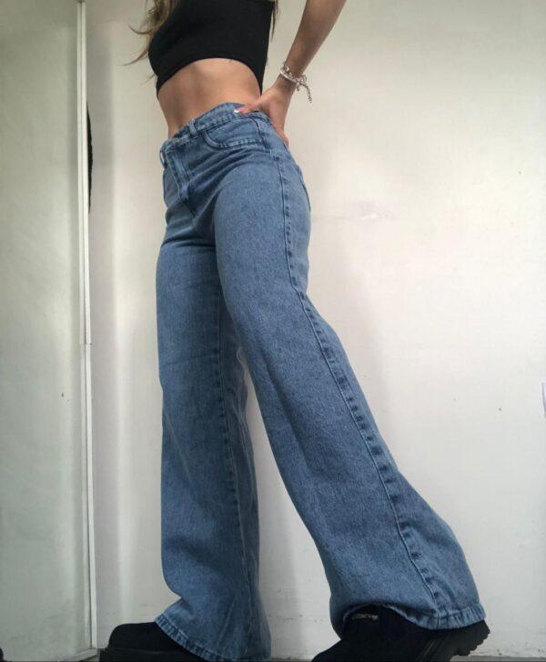 wide leg celeste nevado rígido