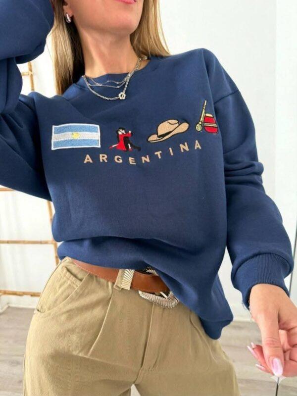 buzo algodón frisado de emojis azul