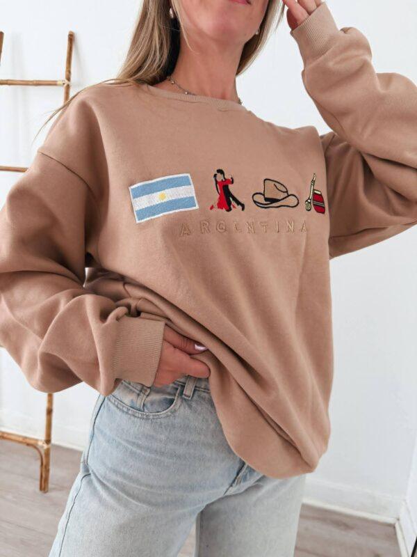 buzo algodón frisado de emojis beige