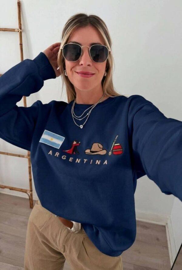 buzo algodón frisado de emojis azul