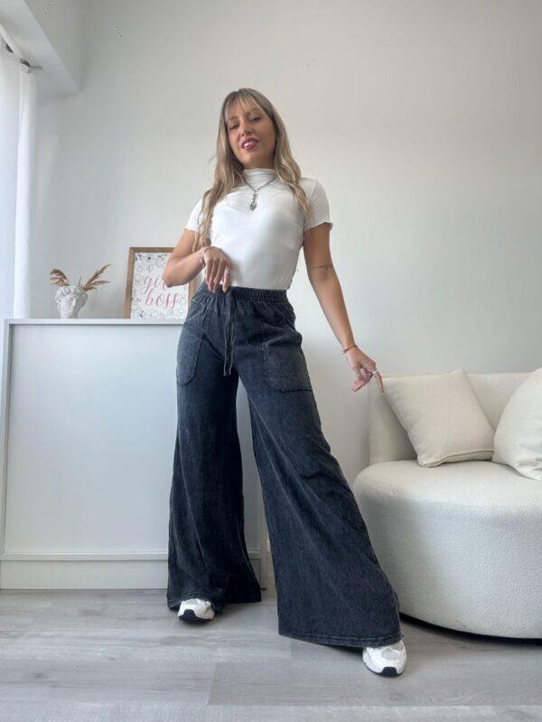 Oxford de algodón rustico nevado negro