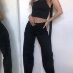 jeans baggy mom negro rígido