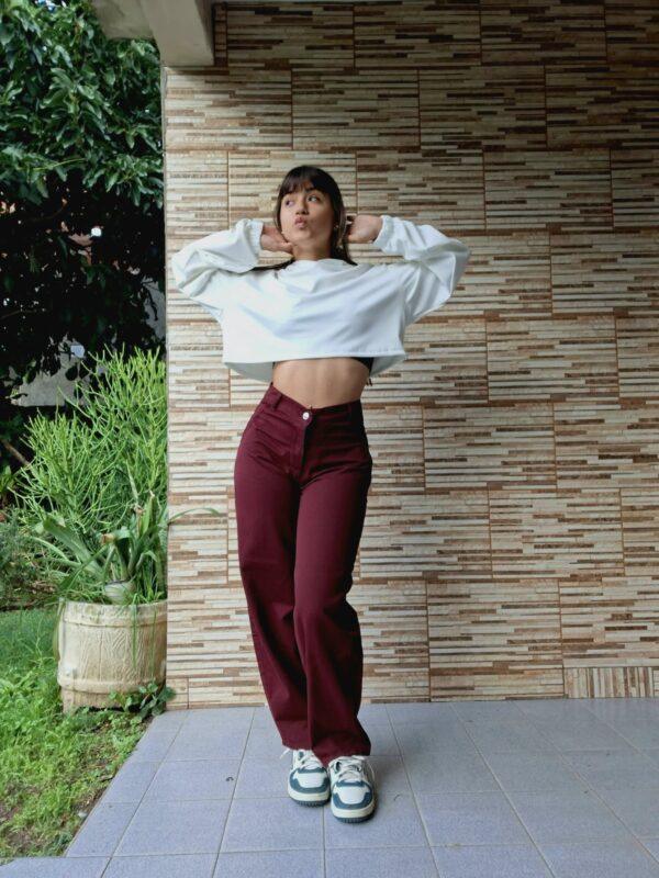 jeans baggy bordo rígido