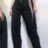 jeans baggy mom negro rígido