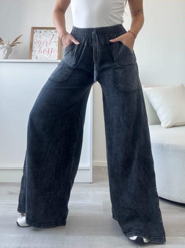 Oxford de algodón rustico nevado negro