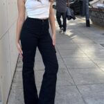 jeans wide leg negro elastizado