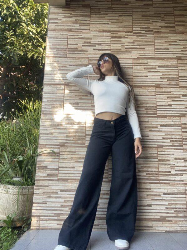 wide leg strech negro rígido