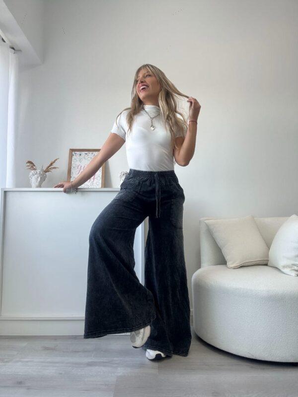 Oxford de algodón rustico nevado negro