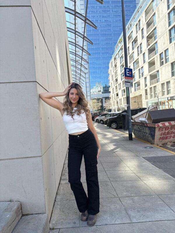 jeans wide leg negro elastizado