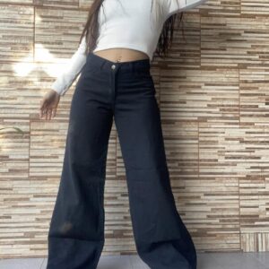 wide leg strech negro rígido