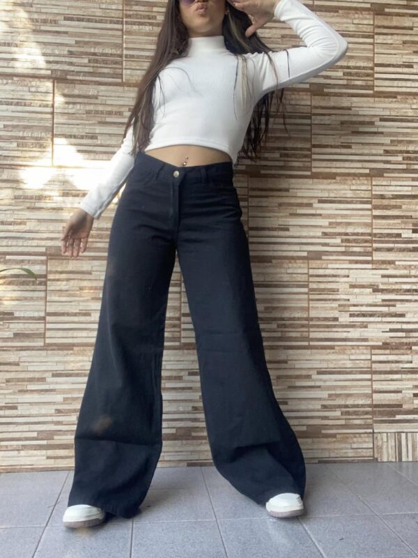 wide leg strech negro rígido