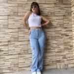 jeans wide leg cargo celeste nevado elastizado delante2