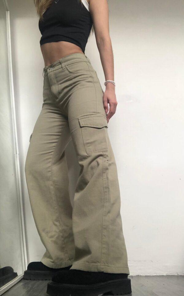 wide leg color pistacho rígido