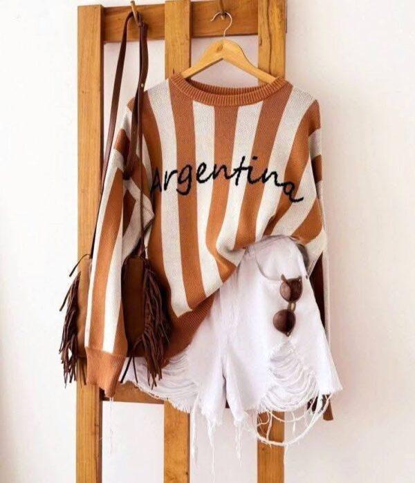 sweater líneas argentina camel