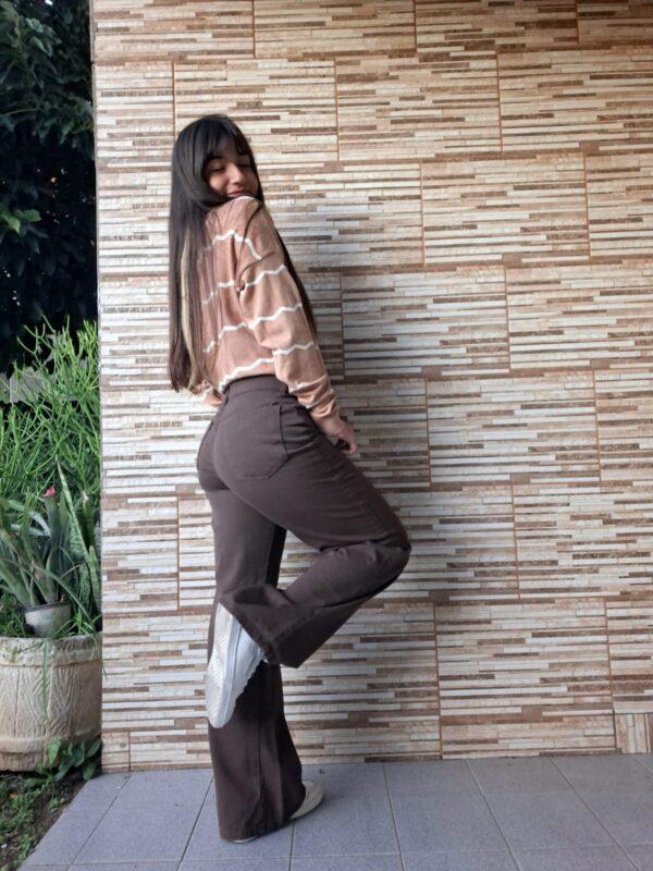 wide leg chocolate oscuro rígido