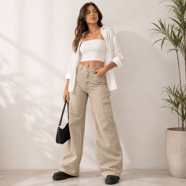 Wide Leg Cargo Pistacho Rígido