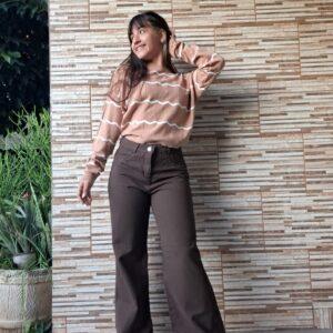 wide leg chocolate oscuro rígido