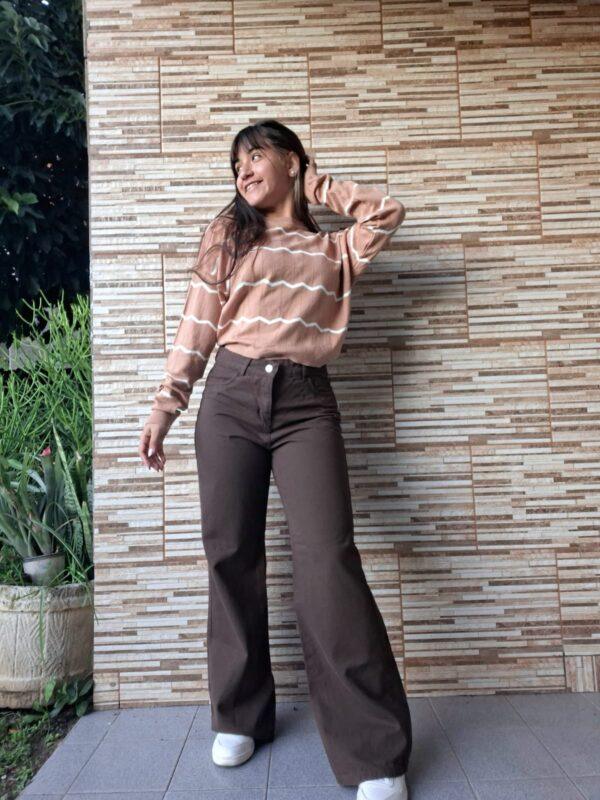 wide leg chocolate oscuro rígido