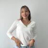 camiseta manga larga dama escote en V de morley