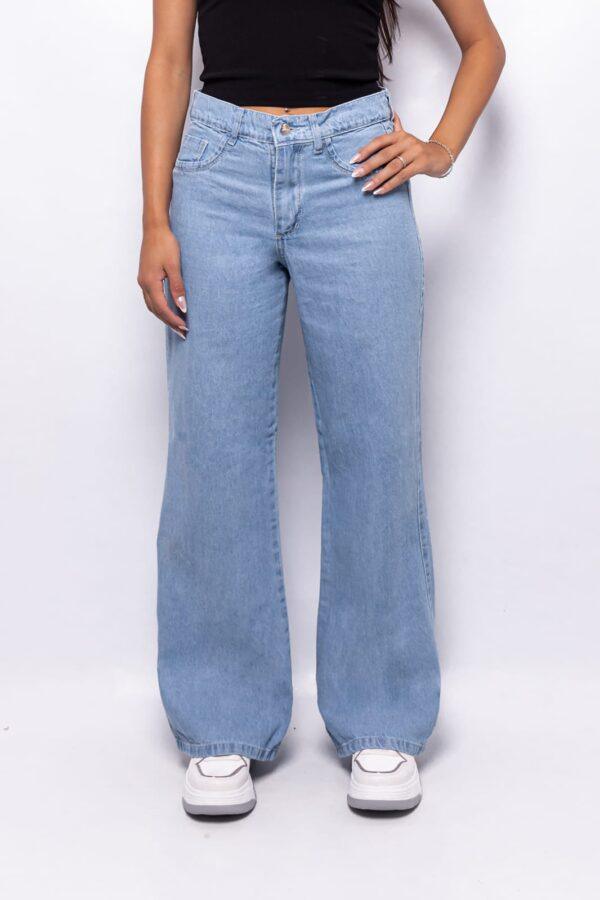 wide leg celeste claro rigido