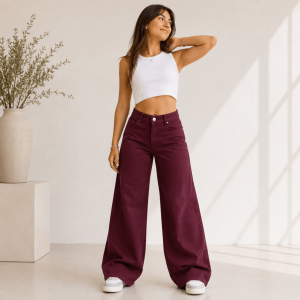 Wide Leg Bordo Rígido