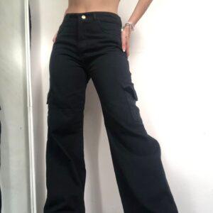 Wide Leg Negro Rígido