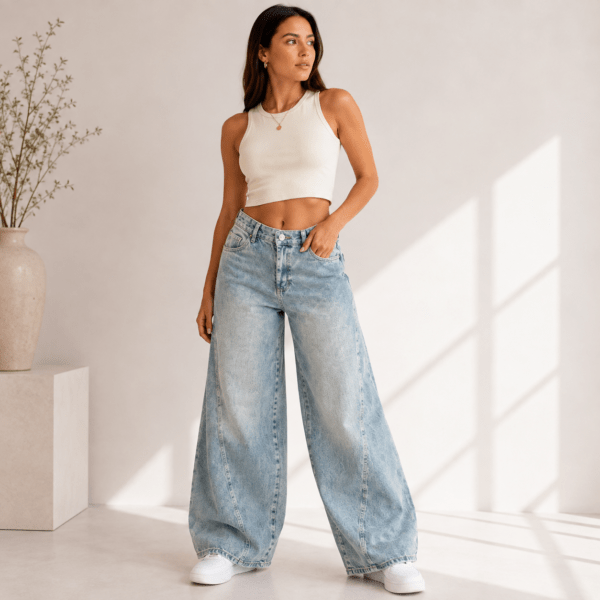 Palazo Jeans Oxido con Regulador