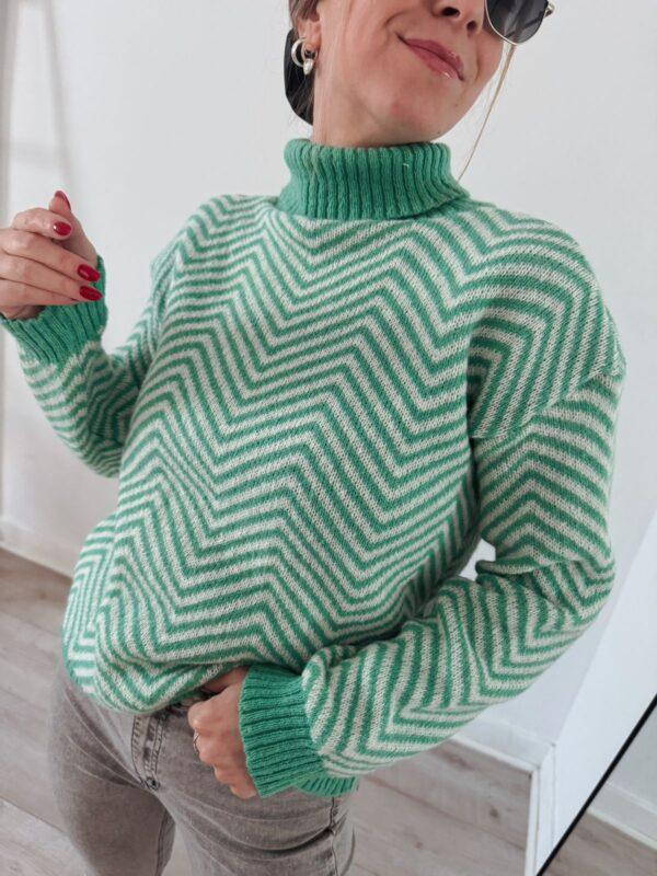 Plera ZicZac de Lana Frisada verde