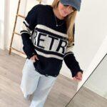 Sweater Retro Vintage de Lana negro
