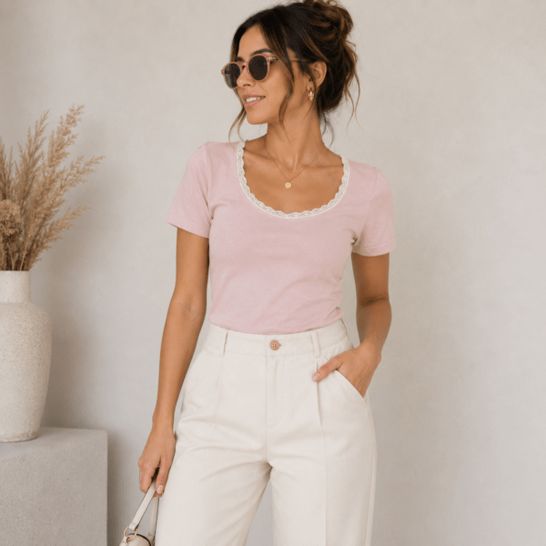 Remera Puntilla Algodón Lycra
