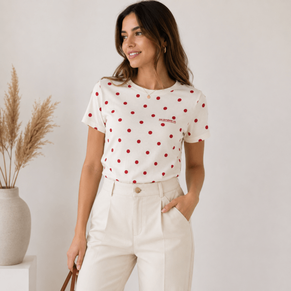 Remera Lunares Algodón Peinado