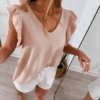 Blusa Volados con Laso Lino Cey beige delante