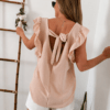 Blusa Volados con Laso Lino Cey beige atras